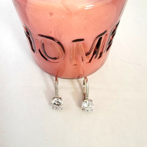 Earrings 925 Genuine Sterling Silver CZ - Picture 2 of 9